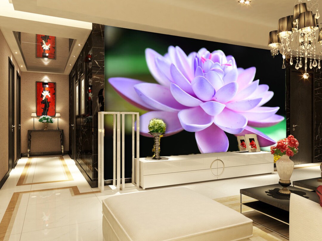3D Purple Lotus Flower A895 Removable Wallpaper Self Adhesive - Etsy