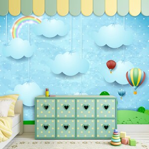 3D Hellblau Wolken R11277 abnehmbare Tapete selbstklebend Tapete extra groß Peel & Stick Tapete Tapete Wandbild AJ WALLPAPERS
