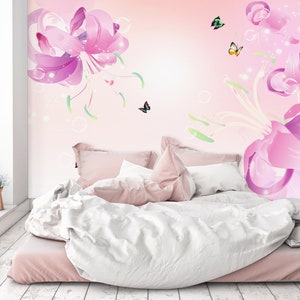3D Purple Flower Wish R1366 Papel tapiz extraíble Papel pintado autoadhesivo Extra grande Peel & Stick Papel tapiz Papel tapiz Mural AJ FONDOS DE PANTALLA