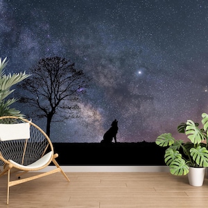 3D Noite Animal Lobo L2753 Papel de Parede Removível Papel de Parede Autoadesivo Extra Grande Peel & Stick Papel de Parede Mural AJ PAPÉIS DE PAREDE