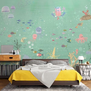 3D niedliche Meerestiere L1501 abnehmbare Tapete selbstklebende Tapete Extra große Peel & Stick Wallpaper Tapete Wandbild AJ HINTERGRUNDBILDER