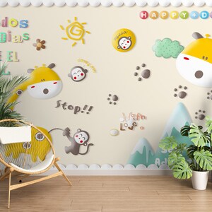 3D Animal Cartoon Giraffe L1530 verwisselbaar behang zelfklevend behang Extra grote Peel & Stick Wallpaper Wallpaper muurschildering AJ WALLPAPERS