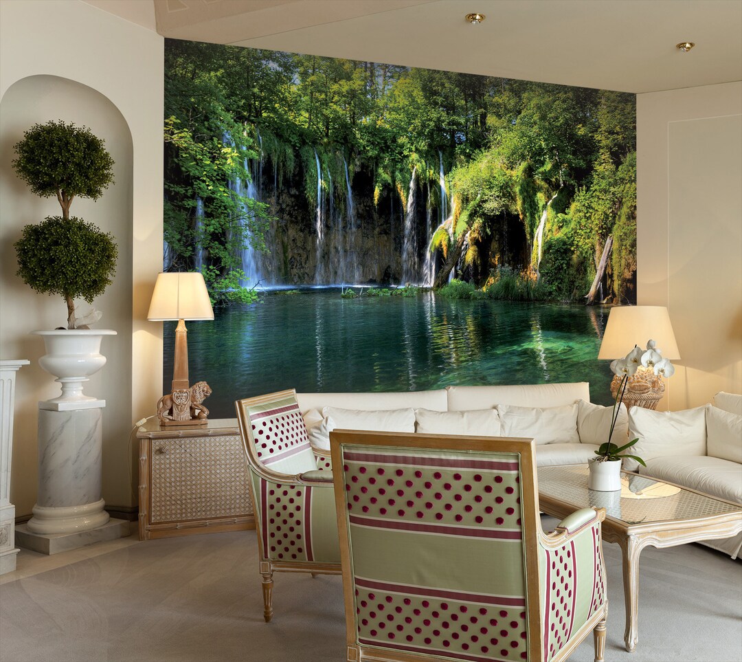 3D Forest Waterfall RR03 Removable Commercial Wallpaper Self Adhesive ...