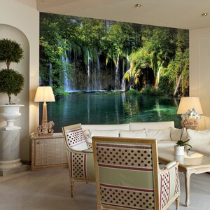 3D Wald Wasserfall RR03 abnehmbare kommerzielle Tapete selbstklebend Händler Business Tapete extra groß Peel & Stick AJ TAPETEN