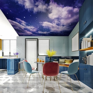3D Light Purple Clouds CA3285 Ceiling Wallpaper Removable Self Adhesive Wallpaper Large Peel & Stick Wallpaper Wallpaper Mural AJ WALLPAPERS