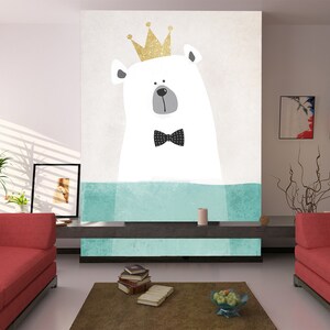 3D Cartoon Eisbär R11310 abnehmbare Tapete selbstklebend Tapete extra groß Peel & Stick Tapete Tapete Wandbild AJ WALLPAPERS