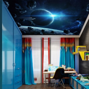 3D Azul Luz Cósmica CA867 Papel Tapiz de Techo Extraíble Autoadhesivo Papel Pintado Grande Peel & Stick Papel Pintado Mural AJ WALLPAPERS