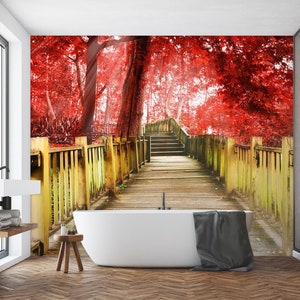 3D Charming Red Forest R4919 abnehmbare Tapete selbstklebend Tapete extra groß Peel & Stick Tapete Tapete Wandbild AJ WALLPAPERS
