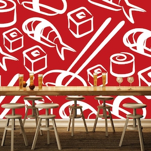 3D Sushi Graffiti C145 abnehmbare Tapete selbstklebende Tapete Extra große Peel & Stick Wallpaper Wallpaper Wandbild AJ WALLPAPERSS