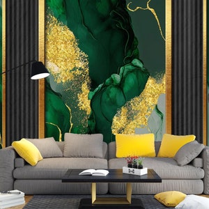 3D Mármol verde oscuro L1940 Papel pintado removible Papel pintado autoadhesivo Papel pintado extra grande Peel & Stick Papel pintado Mural AJ WALLPAPERS
