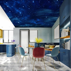 3D Bleu Ciel Étoilé CA417 Plafond Papier Peint Amovible Auto Adhésif Papier Peint Large Peel & Stick Papier Peint Mural AJ WALLPAPERS