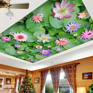 Nenúfares 3D CA2631 Papel tapiz de techo Papel tapiz autoadhesivo extraíble Papel tapiz grande Pelado y palo Papel tapiz Mural AJ FONDOS DE PANTALLA