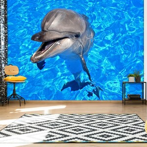 3D Happy Dolphin L1832 abnehmbare Tapete selbstklebende Tapete extra groß Peel & Stick Tapete Tapete Wandbild AJ WALLPAPERS