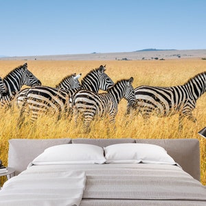 3D Zebra race A1440 verwisselbare wallpaper zelf klevende wallpaper extra grote Peel & stick Wallpaper Wallpaper muurschildering AJ WALLPAPERS