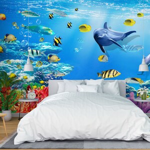 3D Tier Delfin L1727 abnehmbare Tapete selbstklebende Tapete Extra große Peel & Stick Wallpaper Tapete Wandbild AJ HINTERGRUNDBILDER