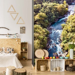 3D Forest River L1276 abnehmbare Tapete selbstklebende Tapete extra groß Peel & Stick Tapete Wandbild AJ WALLPAPERS