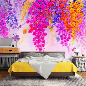 3D Flores de color rosa oscuro L1228 Papel pintado removible Papel pintado autoadhesivo Papel pintado extra grande Peel & Stick Papel pintado Mural AJ WALLPAPERS