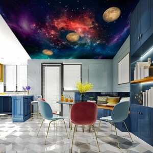 3D drie dezelfde planeten CA338 plafondbehang verwijderbaar zelfklevend behang grote schil &stok behang muurschildering AJ WALLPAPERS