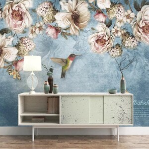 3D Blumen und Vögel F98 abnehmbare Tapete selbstklebende Tapete Extra große Peel & Stick Wallpaper Wallpaper Wandbild AJ WALLPAPERS