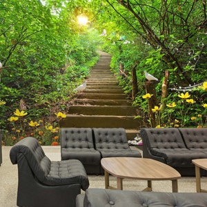 3D Forest Steps L293 abnehmbare Tapete selbstklebende Tapete extra groß Peel & Stick Tapete Tapete Wandbild AJ WALLPAPERS