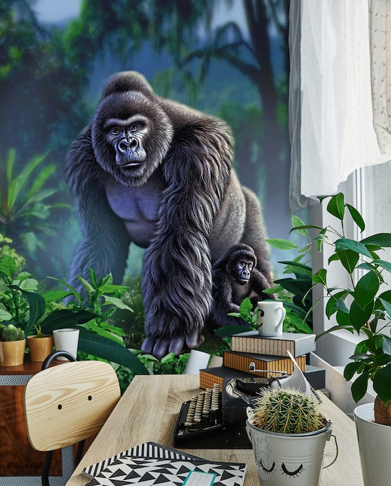 3D King Kong Chimpanzee Jungle A286 Removable Wallpaper Self | Etsy