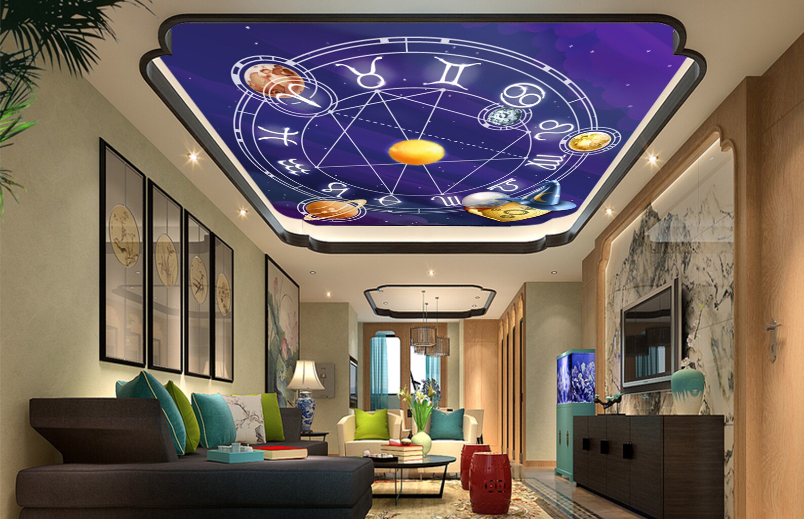 3D Blue Constellation C041 Ceiling Wallpaper Removable Self Etsy