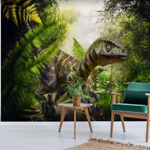 3D Wald Quiet Dinosaurier R4882 abnehmbare Tapete selbstklebend Tapete extra groß Peel & Stick Tapete Tapete Wandbild AJ WALLPAPERS