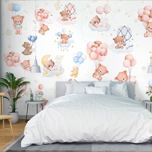 3D Animal Bonito Urso L2493 Papel de Parede Removível Papel de Parede Autoadesivo Extra Grande Peel & Stick Papel de Parede Mural AJ PAPÉIS DE PAREDE