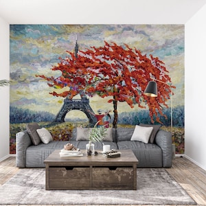 3D Romantische Eiffelturm L1240 Abnehmbare Tapete selbstklebende Tapete Extra große Peel & Stick Wallpaper Wallpaper Wandbild AJ HINTERGRUNDBILDER