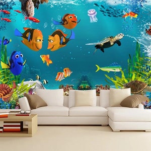 Tapeta 3D Fish World M407, usuwalna, samoprzylepna, bardzo duża, samoprzylepna, tapeta ścienna, TAPETY AJ