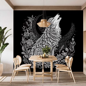 3D Tier Wolf Malerei L3025 Entfernbare Tapete Selbstklebende Tapete Extra Großes Peel & Stick-Tapete Wandbild AJ WALLPAPERS