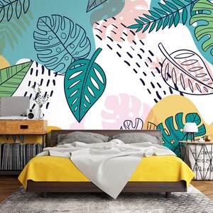 3D Monstera Blatt Malerei L1294 Abnehmbare Tapete selbstklebende Tapete Extra große Peel & Stick Wallpaper Wallpaper Wandbild AJ HINTERGRUNDBILDER