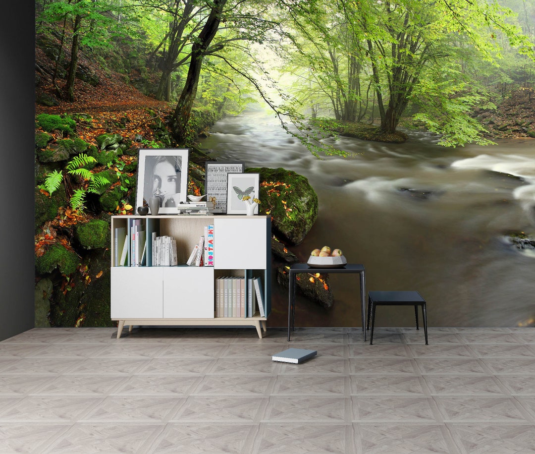 3D Forest Creek View R6482 Removable Wallpaper Self Adhesive Wallpaper ...