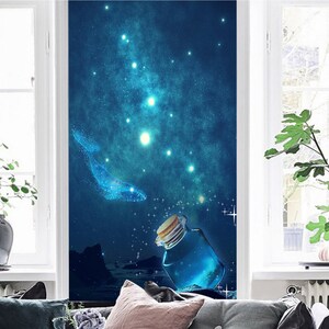 3D Starry Sky Whale R4803 Papier peint amovible Papier peint autocollant Extra Large Peel & Stick Wallpaper Wallpaper Mural AJ WALLPAPERS