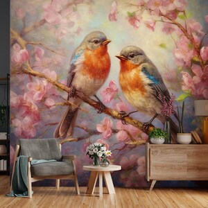 3D Tier zwei Vögel L2280 abnehmbare Tapete selbstklebende Tapete Extra große Peel & Stick Wallpaper Wallpaper Wandbild AJ HINTERGRUNDBILDER