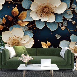 Papel de parede removível com flores florescendo 3d l1760, papel de parede autoadesivo, extra grande, casca e bastão, mural aj
