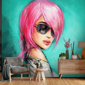 3D Schöne Rosa Haare L1706 Abnehmbare Tapete selbstklebende Tapete Extra große Peel & Stick Wallpaper Wallpaper Wandbild AJ HINTERGRUNDBILDER