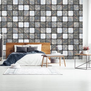 3D Pequeños cuadrados grises R6400 Fondo de pantalla extraíble Fondo de pantalla autoadhesivo Papel tapiz extra grande Peel & Stick Wallpaper Mural AJ WALLPAPERS