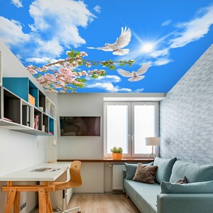 3D Happy Pigeons CA179 Papel tapiz de techo Removible Autoadhesivo Papel pintado Grande Peel & Stick Papel tapiz Papel tapiz Mural AJ WALLPAPERS