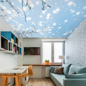 3D Dreamy Snow CA268 Ceiling Wallpaper Removable Self Adhesive Wallpaper Large Peel & Stick Wallpaper Wallpaper Mural AJ WALLPAPERS