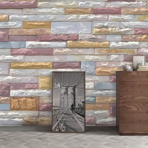 Ladrillos de color 3D L603 Papel tapiz extraíble Papel tapiz autoadhesivo Extra grande Peel & Stick Papel tapiz Papel tapiz Mural AJ WALLPAPERS