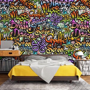 3D Graffiti Style L2777 Abnehmbare Tapete Selbstklebende Tapete Extra Großes Peel & Stick-Tapete Wandbild AJ WALLPAPERS