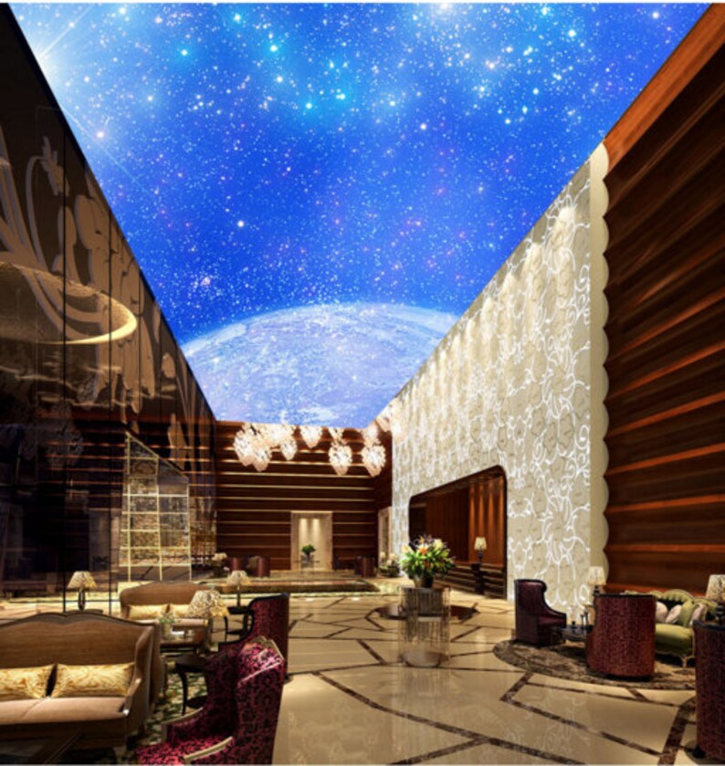 3D Blue Starry Sky CC374 Ceiling Wallpaper Removable Self Etsy