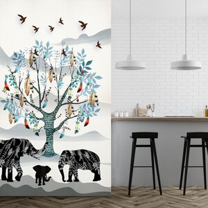 3D Elephant Family R1517 Papier peint amovible Papier peint autocollant Extra Large Peel & Stick Wallpaper Wallpaper Mural AJ WALLPAPERS