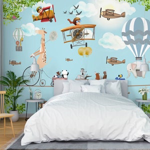 Céu 3D Animais Bonitos L2653 Papel de Parede Removível Papel de Parede Autoadesivo Extra Grande Peel & Stick Papel de Parede Mural AJ PAPÉIS DE PAREDE