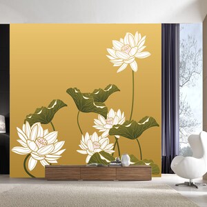3D Witte Lotus Schilderij R11230 Verwijderbaar Behang Zelfklevend Behang Extra Grote Peel &Stick Wallpaper Wallpaper Mural AJ WALLPAPERS