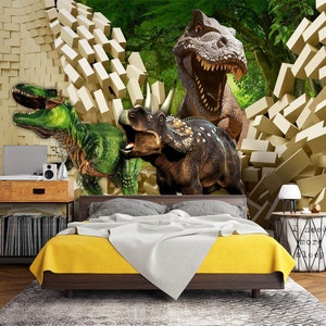 3D Floresta Animal Dinossauro L2669 Papel de Parede Removível Papel de Parede Autoadesivo Extra Grande Peel & Stick Papel de Parede Mural AJ PAPÉIS DE PAREDE