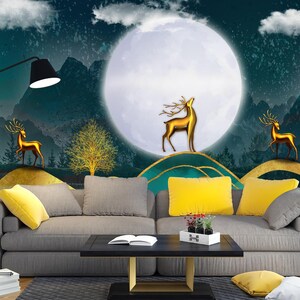 3D Luna Llena L2320 Papel pintado removible Papel pintado autoadhesivo Papel pintado extra grande Peel & Stick Papel pintado Mural AJ WALLPAPERS