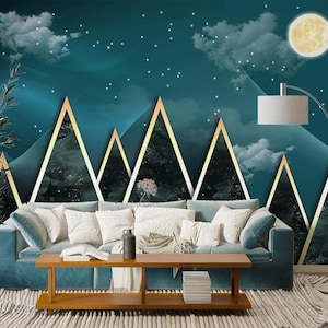 3D Nacht Vollmond L2218 Abnehmbare Tapete selbstklebende Tapete Extra große Peel & Stick Wallpaper Wallpaper Wandbild AJ HINTERGRUNDBILDER
