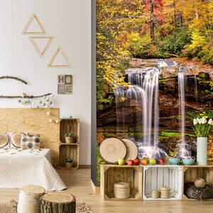 3D Herbst Wald Kleiner Wasserfall A4317 abnehmbare Tapete selbstklebende Tapete große Schale & Klebetapete Wandbild Beth Sheridan